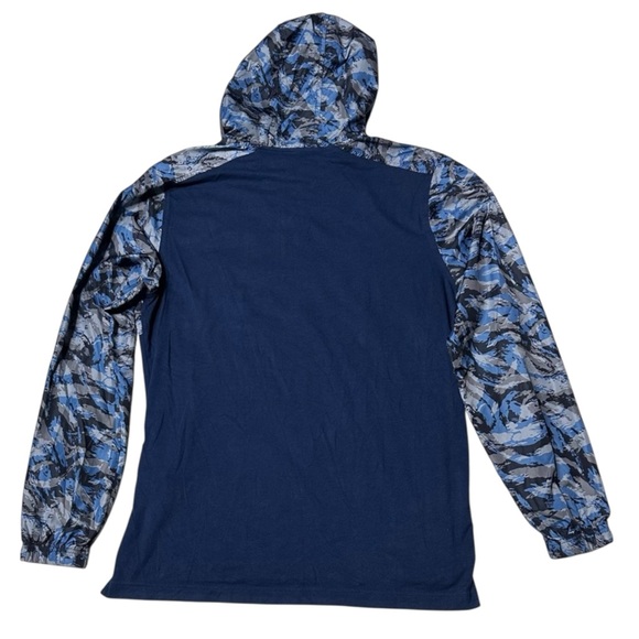 Under Armour Mens Sportstyle Anorak Blue Camo 1/2 Zip Windbreaker Jacket Hoodie - Picture 5 of 7